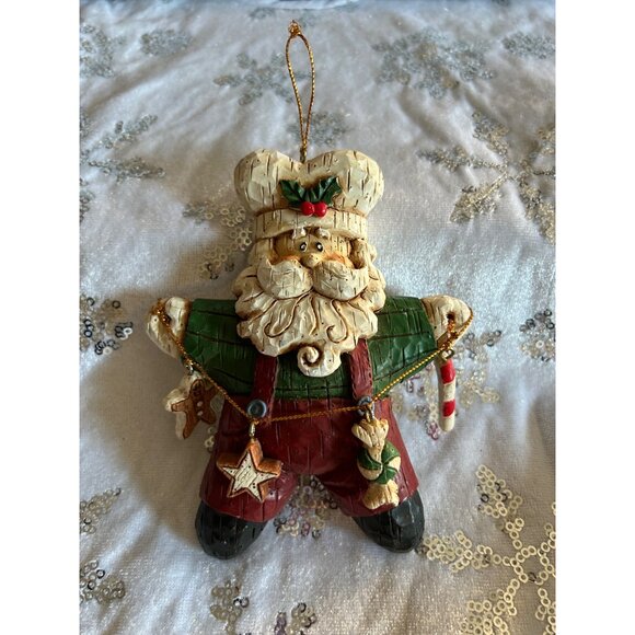 Santa Claus Chef Resin Ornament With Hanging String Christmas Ornaments - Picture 2 of 9